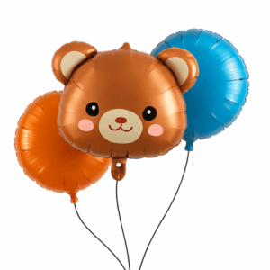 Balloon Trio - Orange, Blue, Bearhead
