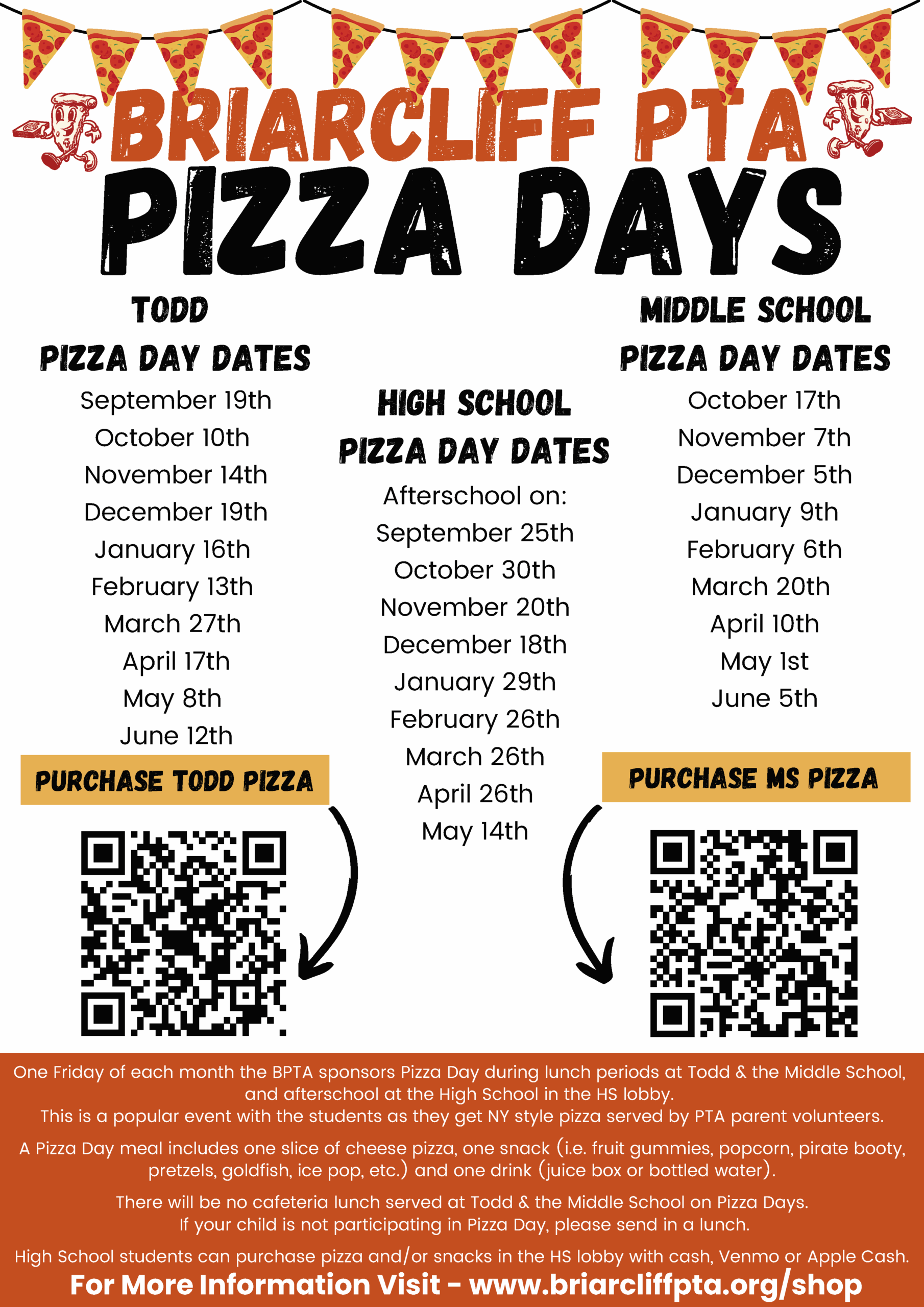 2025/26 Pizza Day Dates