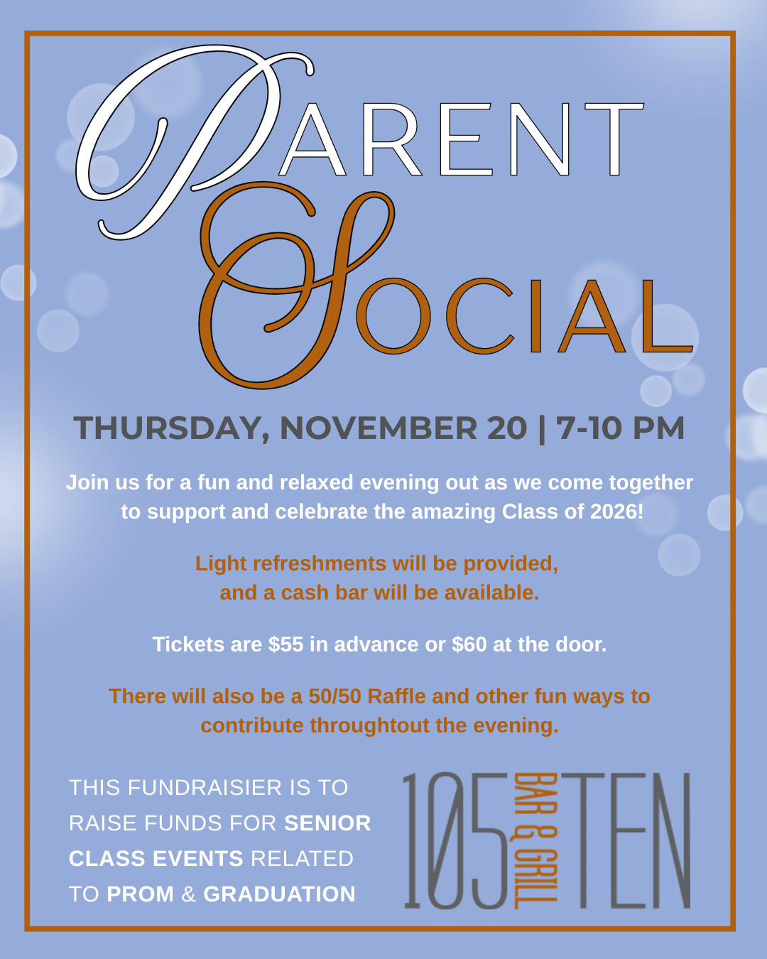 Senior Class Parent Social Flyer